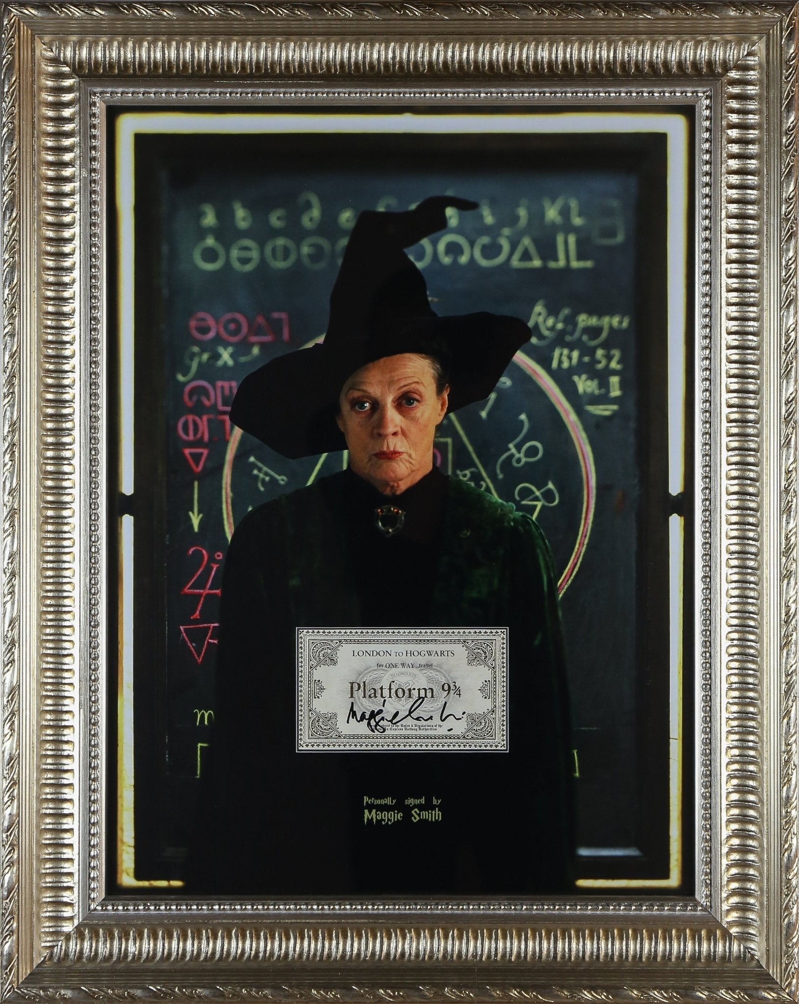 Dame Maggie Smith, Harry potter Signed Golden 9 and 3/4 Ticket Framed Display - Memorabilia Framers Shop